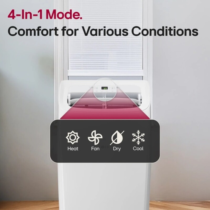 10,200 BTU (SACC) / 14,000 BTU (ASHRAE) Portable Air Conditioner with Heat, 450 Sq. Ft LP1025WHSM