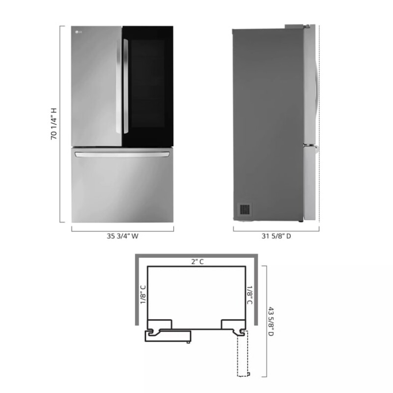 27 cu. ft. Smart InstaView® Counter-Depth MAX™ French Door Refrigerator LRFGC2706S