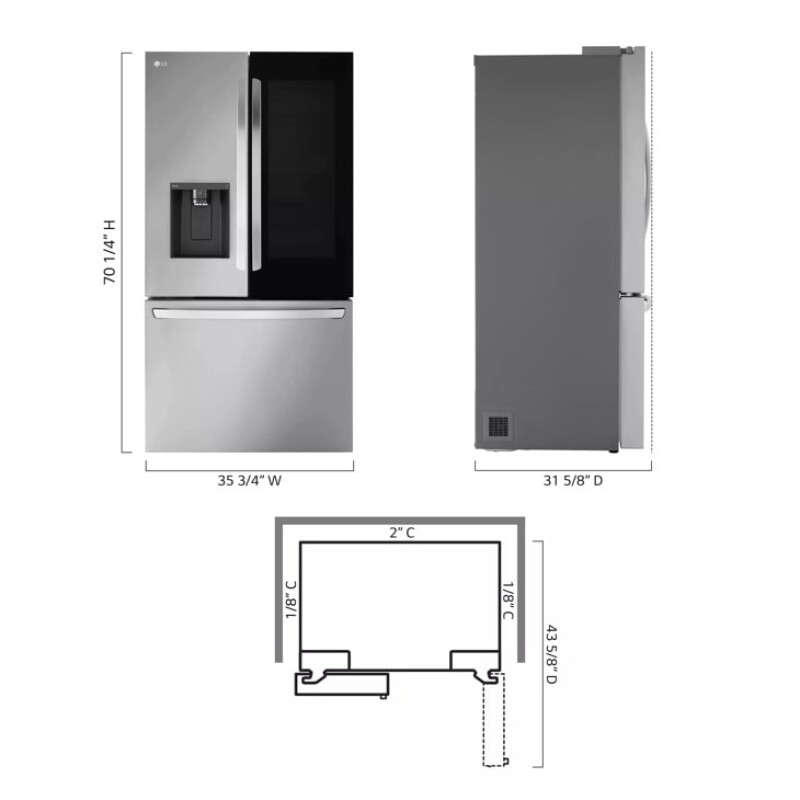26 cu. ft. Smart InstaView® Counter-Depth MAX™ French Door Refrigerator LRFOC2606S