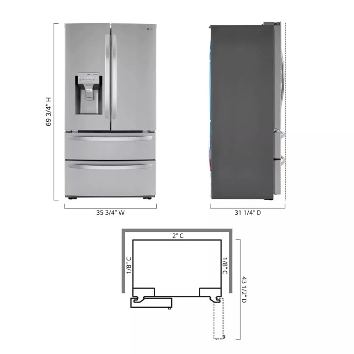 22 Cu Ft. Smart Counter Depth Double Freezer Refrigerator With Craft Ice™ LRMXC2206S