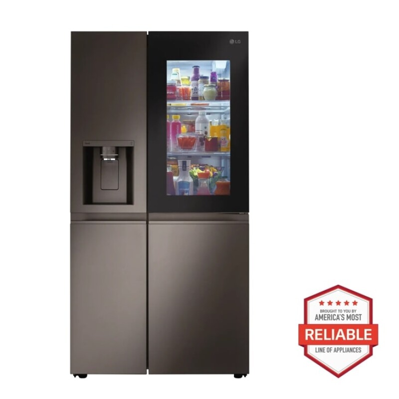 LG 23 cu. Ft. Side-By-Side Counter-Depth InstaView® Refrigerator with Craft Ice™ Black Stainless Steel LRSOC2306D Picture 1