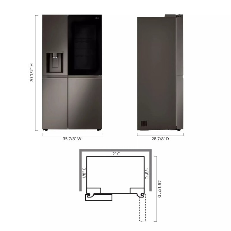 23 cu. Ft. Side-By-Side Counter-Depth InstaView® Refrigerator with Craft Ice™ LRSOC2306D