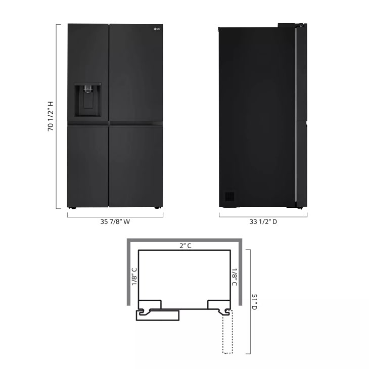 27 cu. ft. Side-by-Side Refrigerator with Smooth Touch Ice Dispenser LRSXS2706B
