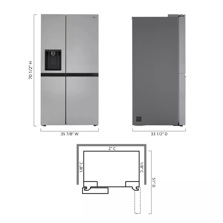 27 cu. ft. Side-by-Side Refrigerator with Smooth Touch Ice Dispenser LRSXS2706S
