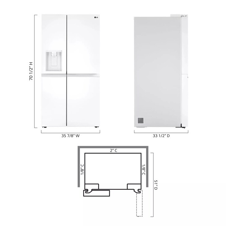 27 cu. ft. Side-by-Side Refrigerator with Smooth Touch Ice Dispenser LRSXS2706W