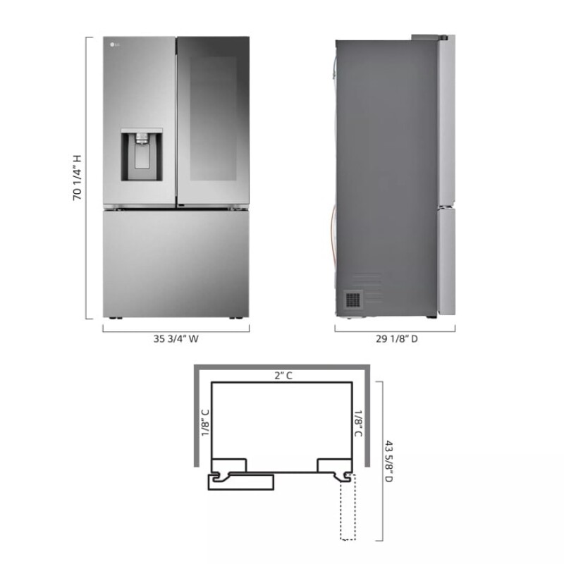 26 Cu. Ft. Counter-depth French Door Refrigerator - Stainless Steel LRYKC2606S