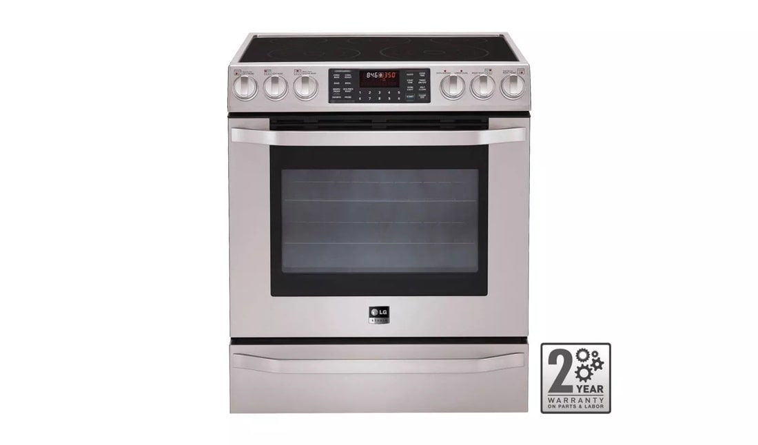 LG Studio - 5.4 cu. ft. Capacity Electric Slide-in Oven Range with Dual True Convection System LSES302ST