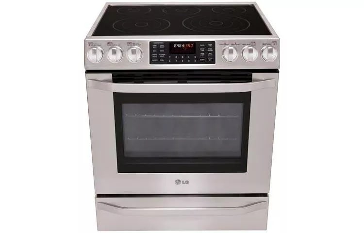 LG Studio - 5.4 cu. ft. Capacity Electric Slide-in Oven Range with Dual True Convection System LSES302ST