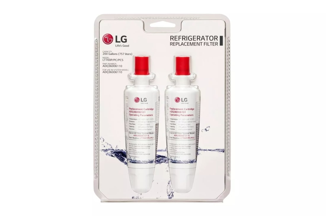 6 month / 200 Gallon Capacity Replacement Refrigerator Water Filter (2 pack) LT700PCS