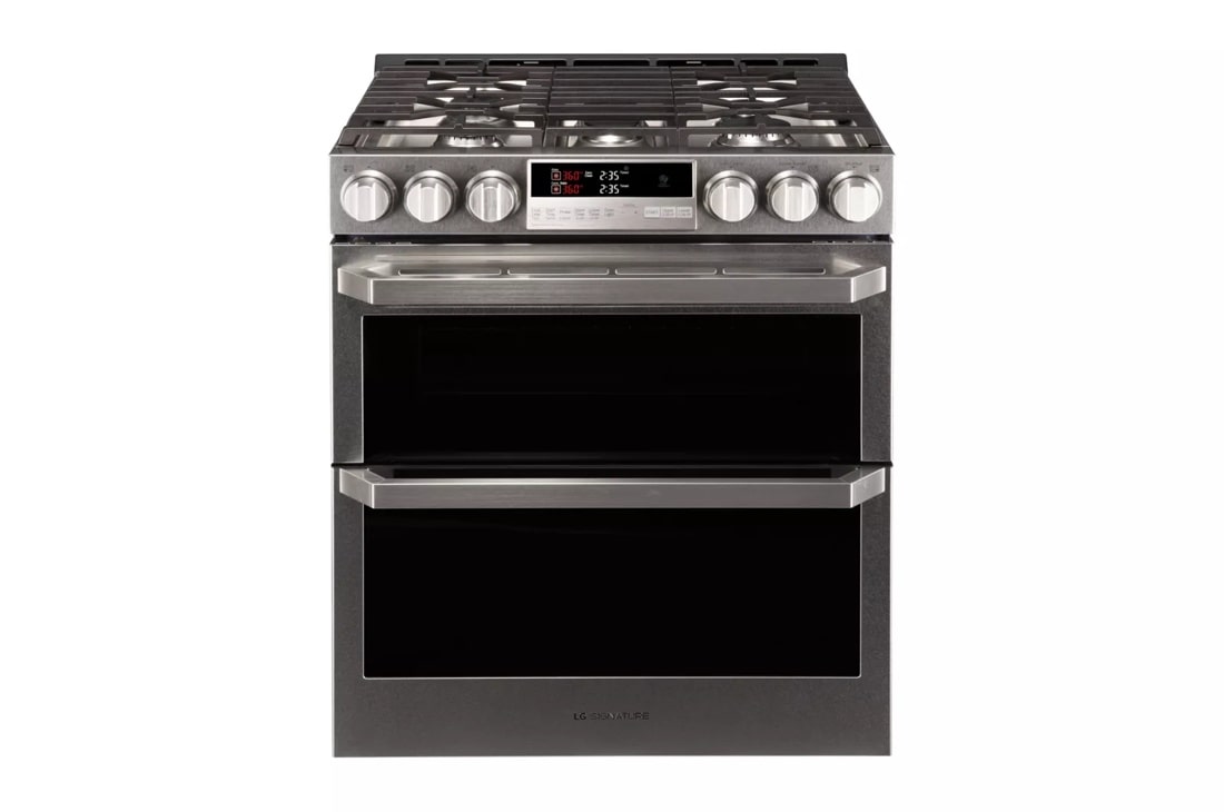 LG SIGNATURE 6.9 cu.ft. Smart wi-fi Enabled Gas Double Oven Slide-In Range with ProBake Convection® LUTG4519SN