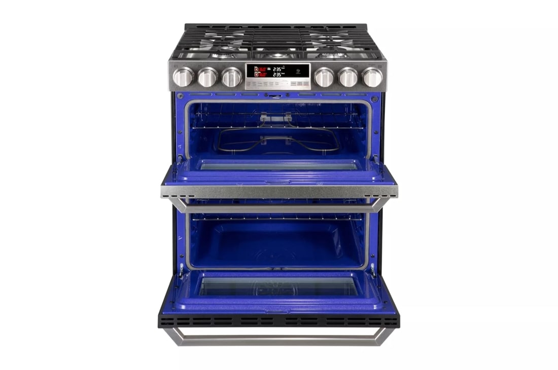 LG SIGNATURE 6.9 cu.ft. Smart wi-fi Enabled Gas Double Oven Slide-In Range with ProBake Convection® LUTG4519SN
