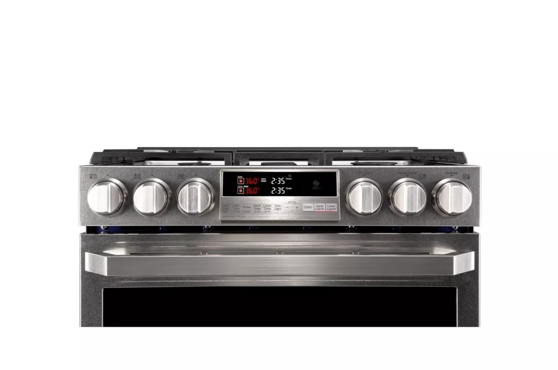 LG SIGNATURE 6.9 cu.ft. Smart wi-fi Enabled Gas Double Oven Slide-In Range with ProBake Convection® LUTG4519SN