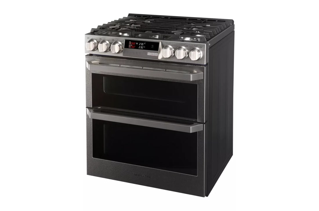 LG SIGNATURE 6.9 cu.ft. Smart wi-fi Enabled Gas Double Oven Slide-In Range with ProBake Convection® LUTG4519SN