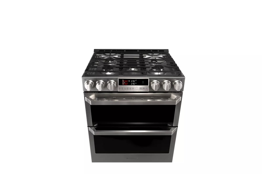 LG SIGNATURE 6.9 cu.ft. Smart wi-fi Enabled Gas Double Oven Slide-In Range with ProBake Convection® LUTG4519SN