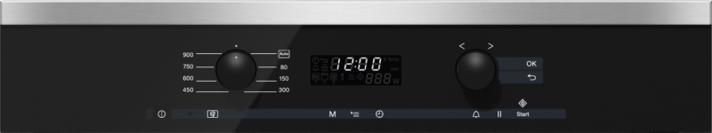Built‑in microwave oven with controls along the top for optimal combination possibilities. M6160TC