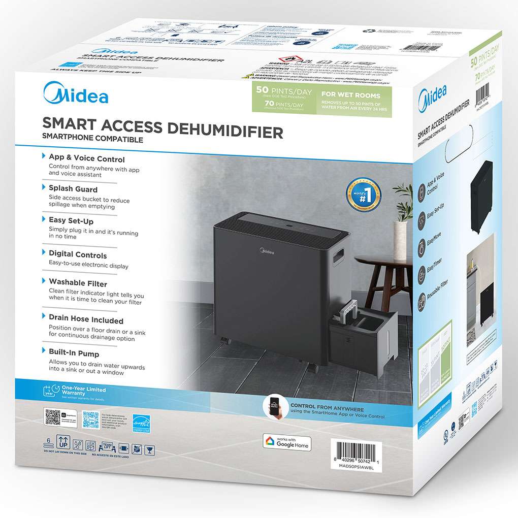 50 pt. Smart Access Dehumidifier with Built-in Pump for spaces up to 4,500 sq. ft. MAD50PS1AWBL