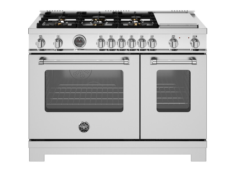 48 inch Dual Fuel Range, 6 Brass Burners and Griddle, Electric Self-Clean Oven MAS486BTFEPXT