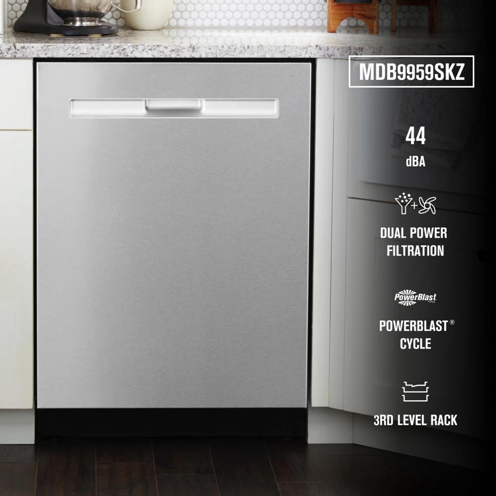 Front control dishwasher with Third Level Rack and Dual Power filtration MDB9959SKZ