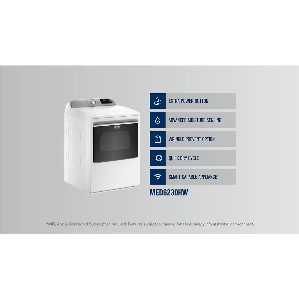 Smart Top Load Electric Dryer with Extra Power - 7.4 cu. ft. MED6230HW