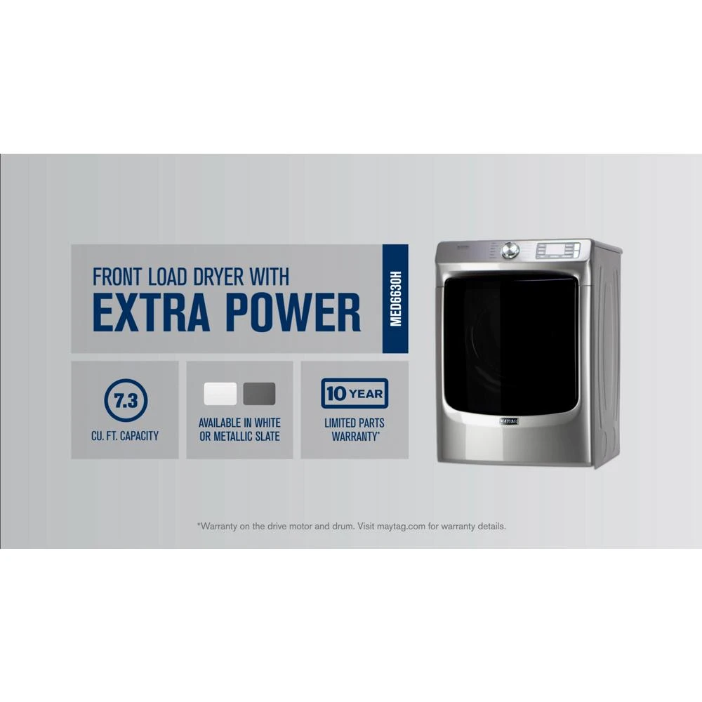 Front Load Electric Dryer with Extra Power and Quick Dry Cycle - 7.3 cu. ft. MED6630HC