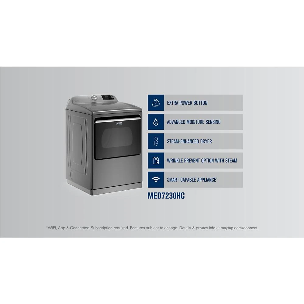 Smart Top Load Electric Dryer with Extra Power Button - 7.4 cu. ft. MED7230HC