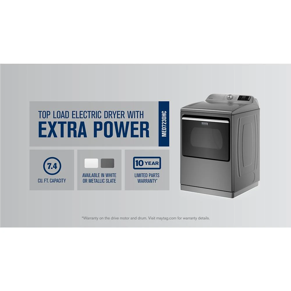 Smart Top Load Electric Dryer with Extra Power - 7.4 cu. ft. MED7230HC