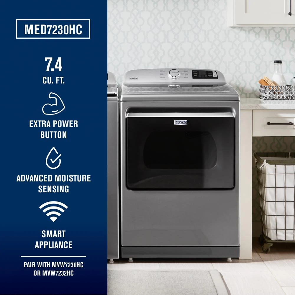 Smart Top Load Electric Dryer with Extra Power - 7.4 cu. ft. MED7230HC