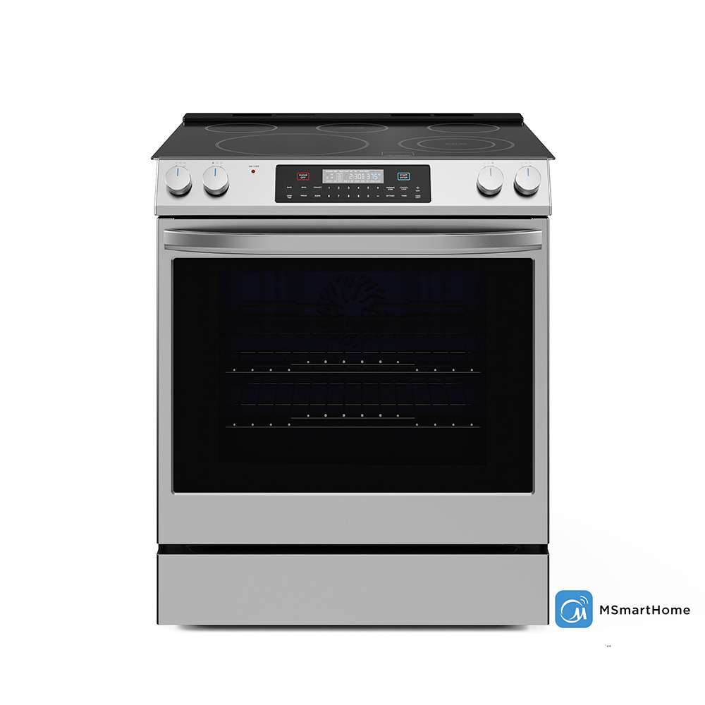 Smart 30-in 5 Burners 6.3-cu ft Self-Cleaning Air Fry Convection Oven Slide-in Electric Range (Stainless Steel) MES30S2AST