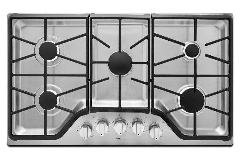 Maytag 36-inch Wide Gas Cooktop with DuraGuard Protective Finish Stainless Steel MGC9536DS Picture 1