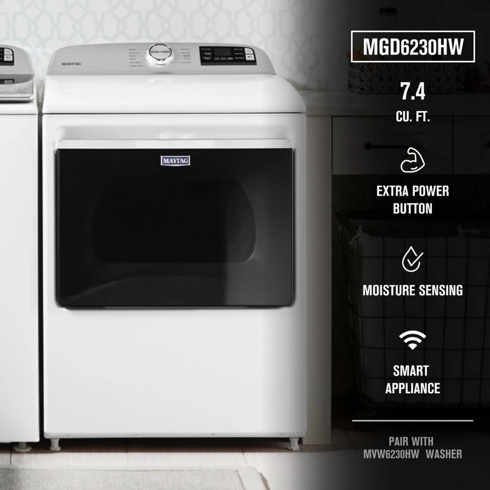 Smart Top Load Gas Dryer with Extra Power - 7.4 cu. ft. MGD6230HW
