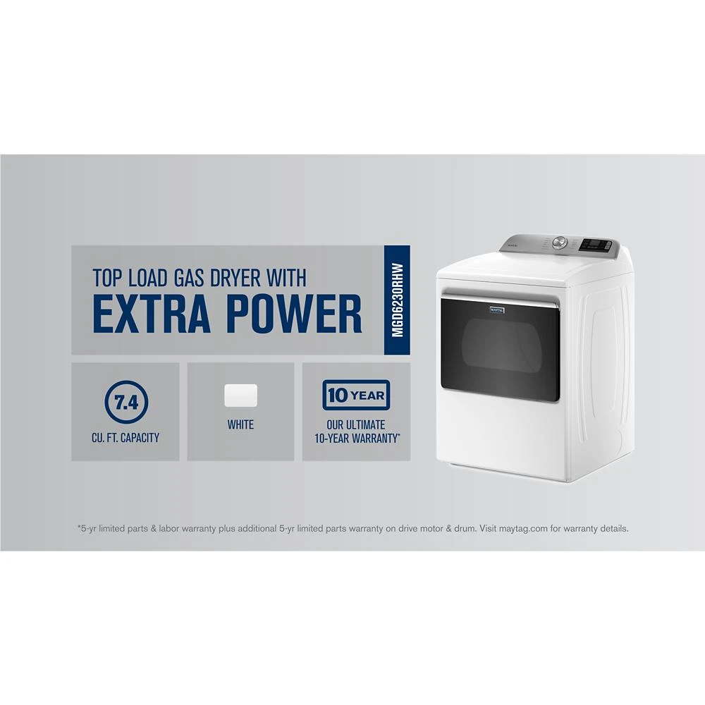 Smart Top Load Gas Dryer with Extra Power - 7.4 cu. ft. MGD6230RHW