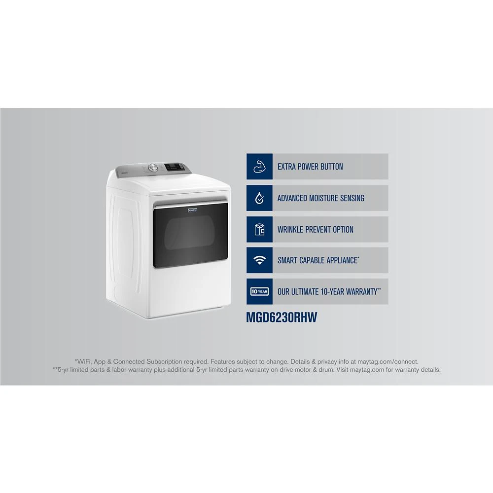 Smart Top Load Gas Dryer with Extra Power - 7.4 cu. ft. MGD6230RHW
