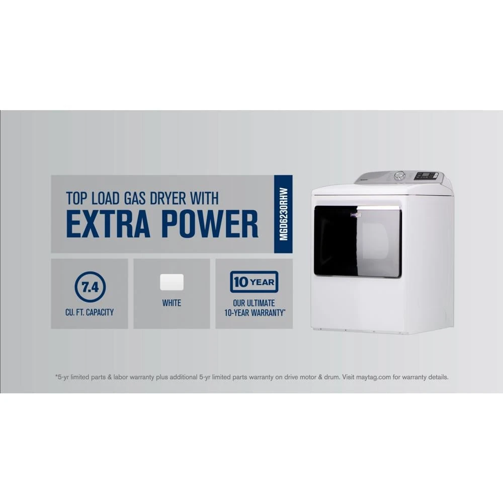 Smart Top Load Gas Dryer with Extra Power - 7.4 cu. ft. MGD6230RHW