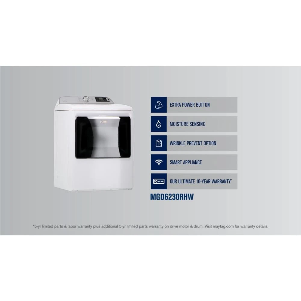 Smart Top Load Gas Dryer with Extra Power - 7.4 cu. ft. MGD6230RHW