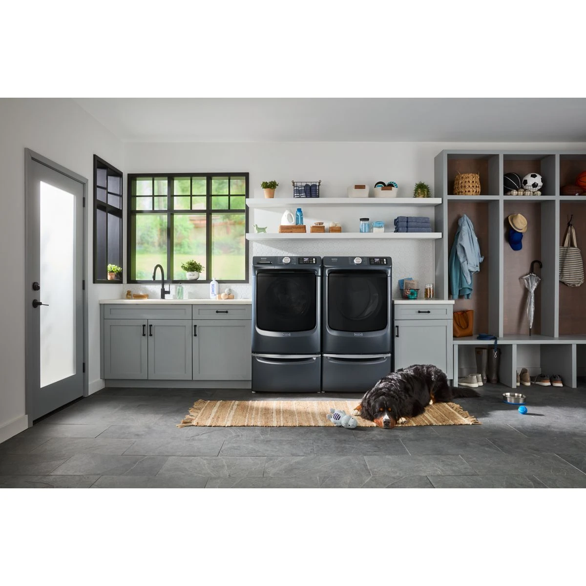 27 Inch Smart Pet Pro Front Load Gas Dryer with 7.4 cu. ft. Capacity, Steam Cycle, Quick Dry, Remote Start, Drum Light, and Advanced Moisture Sensing MGD7020RF
