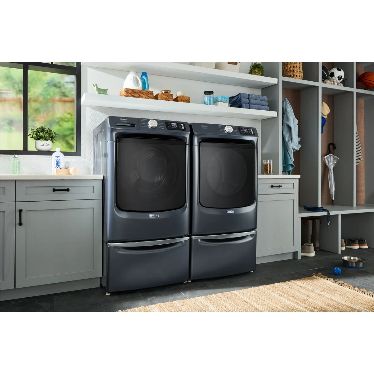 27 Inch Smart Pet Pro Front Load Gas Dryer with 7.4 cu. ft. Capacity, Steam Cycle, Quick Dry, Remote Start, Drum Light, and Advanced Moisture Sensing MGD7020RF