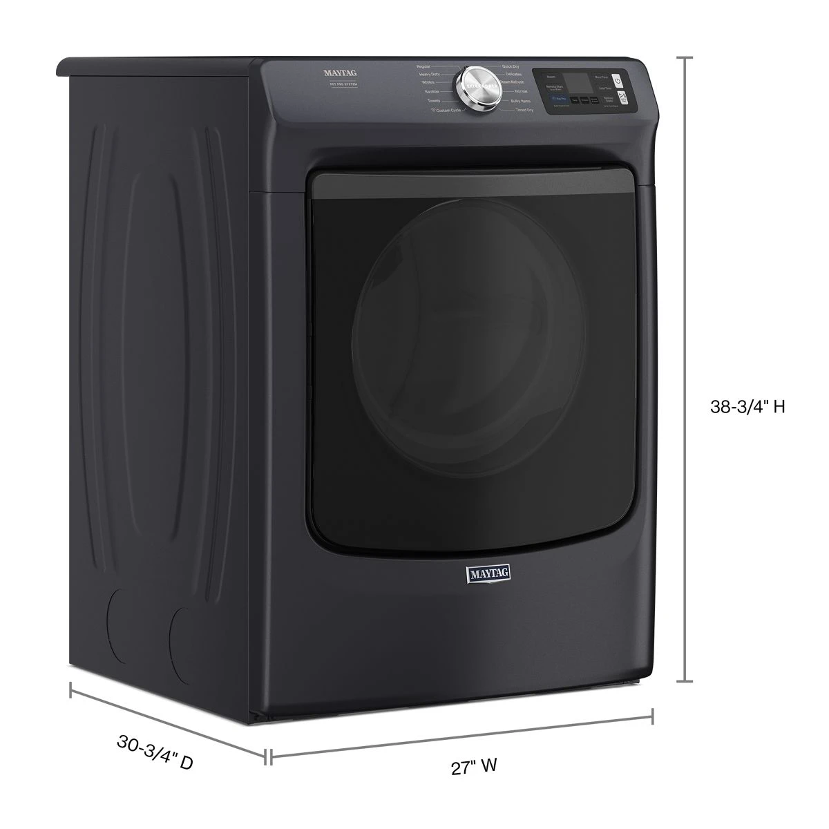 27 Inch Smart Pet Pro Front Load Gas Dryer with 7.4 cu. ft. Capacity, Steam Cycle, Quick Dry, Remote Start, Drum Light, and Advanced Moisture Sensing MGD7020RF
