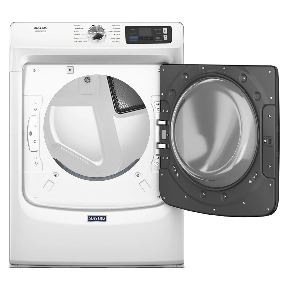 27 Inch Smart Pet Pro Front Load Gas Dryer with 7.4 cu. ft. Capacity, Steam Cycle, Quick Dry, Remote Start, Drum Light, and Advanced Moisture Sensing and Energy Star Certified MGD7020RW