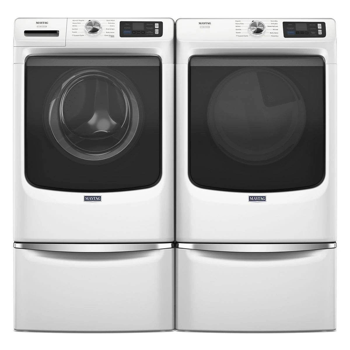 27 Inch Smart Pet Pro Front Load Gas Dryer with 7.4 cu. ft. Capacity, Steam Cycle, Quick Dry, Remote Start, Drum Light, and Advanced Moisture Sensing and Energy Star Certified MGD7020RW