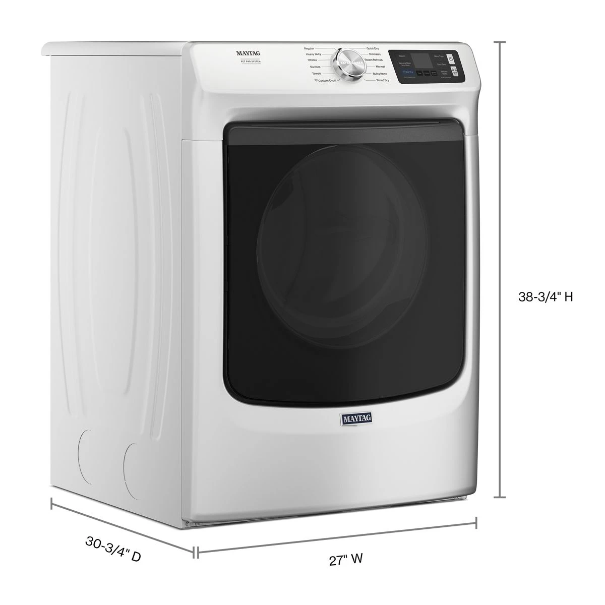 27 Inch Smart Pet Pro Front Load Gas Dryer with 7.4 cu. ft. Capacity, Steam Cycle, Quick Dry, Remote Start, Drum Light, and Advanced Moisture Sensing and Energy Star Certified MGD7020RW