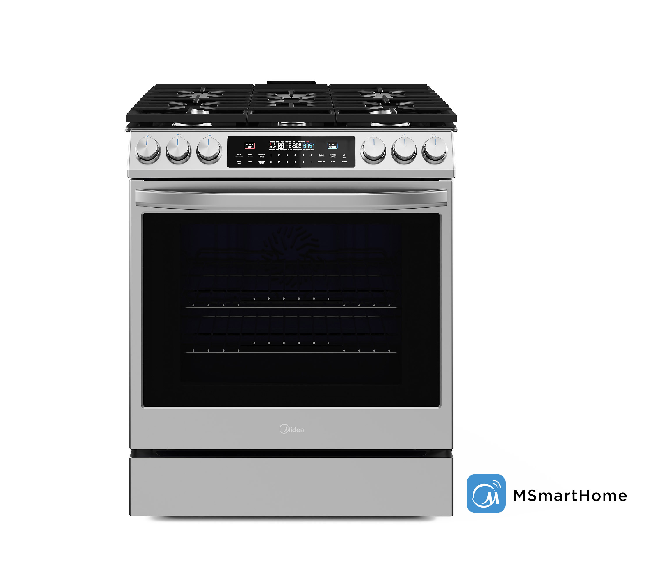 Smart 30-in 5 Burners 6.1-cu ft Self-Cleaning Air Fry Convection Oven Slide-in Gas Range (Stainless Steel) MGS30S2AST