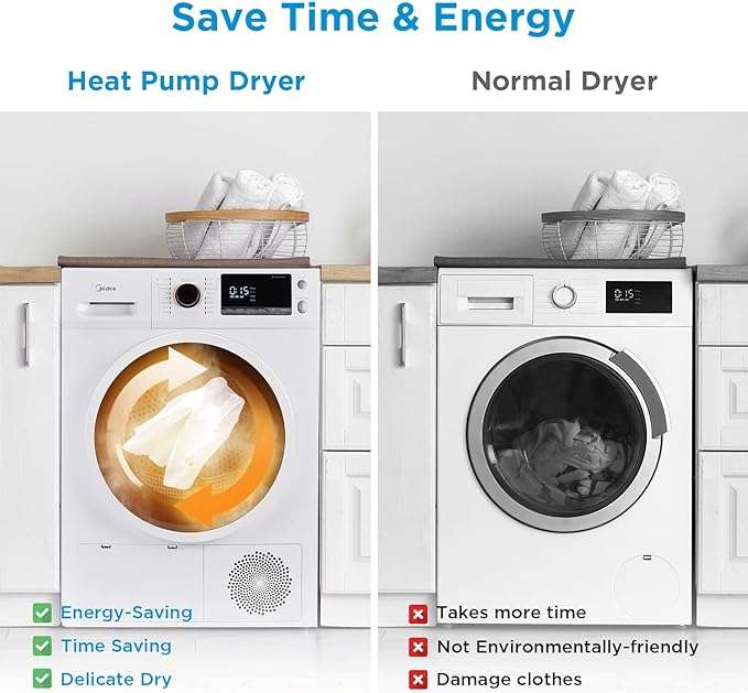 24" Front Load Heat pump Electric Dryer, 4.4 Cuft, Sensor Dry MLE25H7BWW