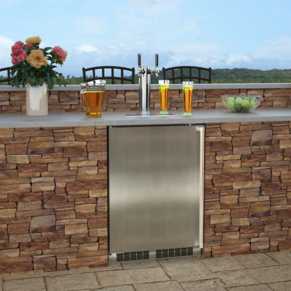 24-in Outdoor Built-in Dispenser with Twin Beer & Beverage Tap - TWIN BEER MOKR124SSB1A