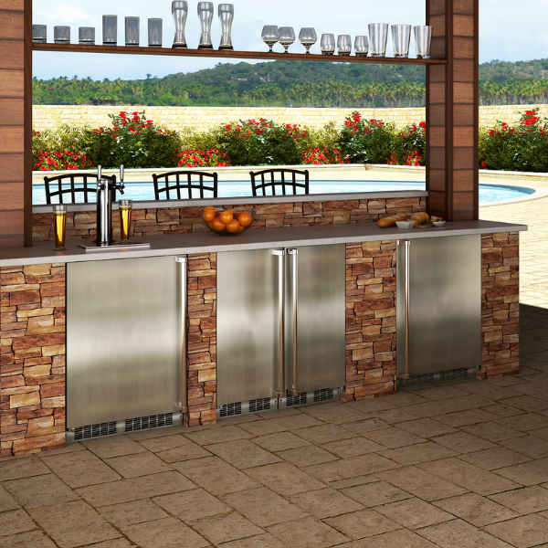 24-in Outdoor Built-in Dispenser with Twin Beer & Beverage Tap - TWIN BEER MOKR124SSB1A