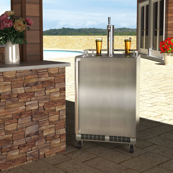 24-in Outdoor Mobile Dispenser with Single Beer & Beverage Tap - SINGLE BEER MOKR224SSA1A