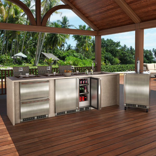24-in Outdoor Mobile Dispenser with Single Beer & Beverage Tap - SINGLE BEER MOKR224SSA1A