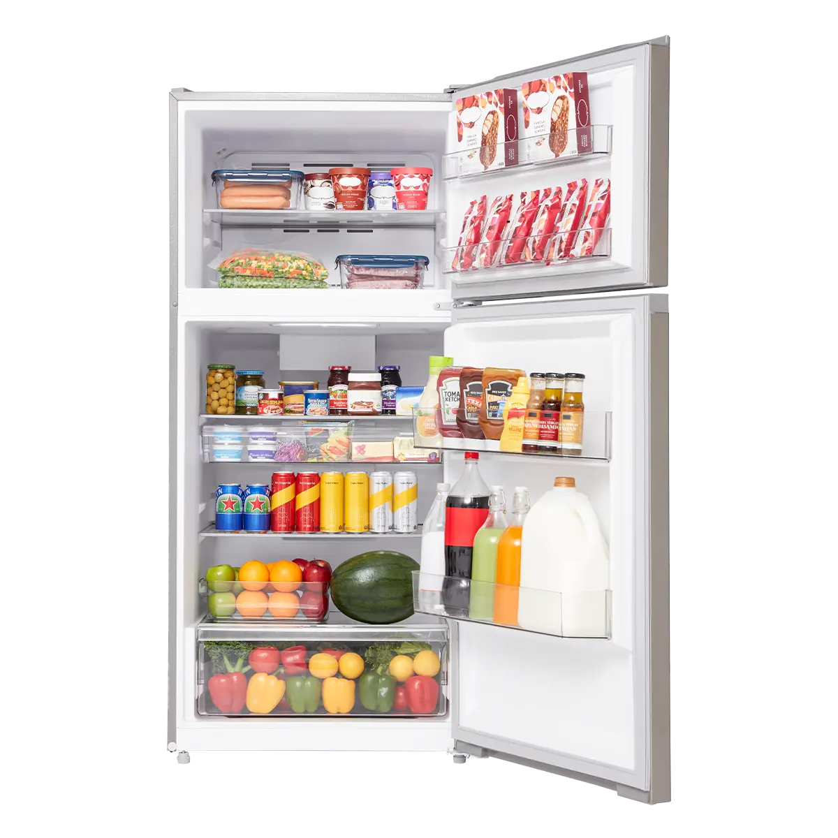 14 CF Top Mount Refrigerator, Glass Shelves, Ice Maker Ready, ESTAR MRT14D3BST