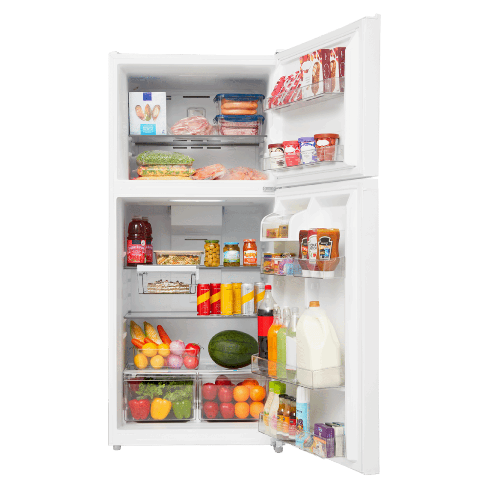 14 CF Top Mount Refrigerator, Glass Shelves, Ice Maker Ready, ESTAR MRT14D3BWW
