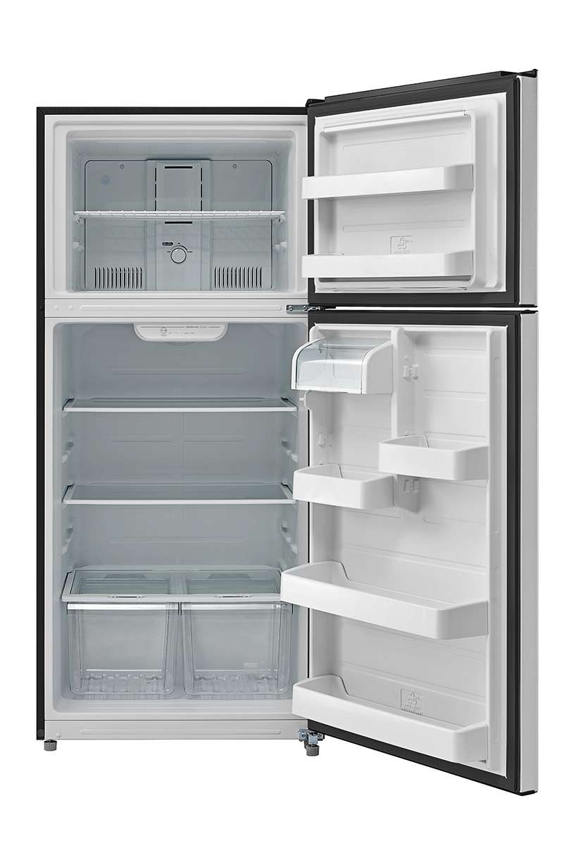 18 CF Top Mount Refrigerator, Glass Shelves, Ice Maker Ready, ESTAR MRT18S3ABB