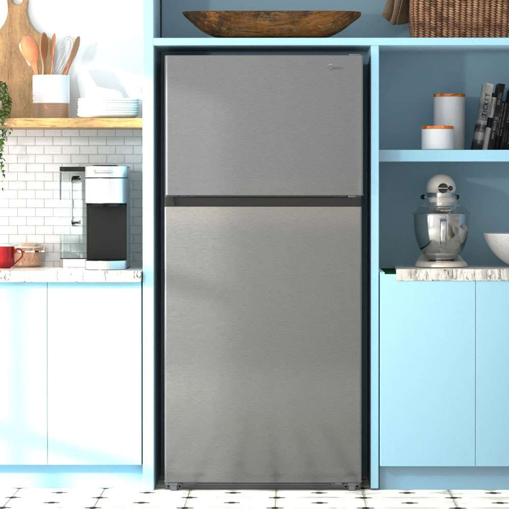 18 CF Top Mount Refrigerator, Glass Shelves, Ice Maker Ready, ESTAR MRT18S3AST